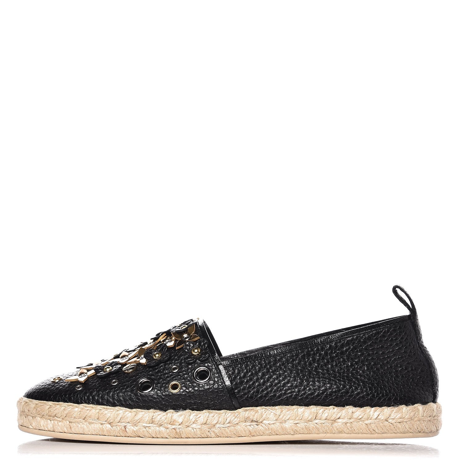 Louis Vuitton Calfskin Tropical Bloom Espadrille Flat 37 Black 1 of 8