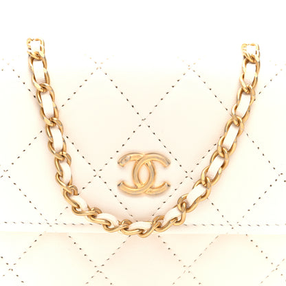 Chanel Lambskin Quilted Pearl Crush Clutch With Chain White 7 of 9