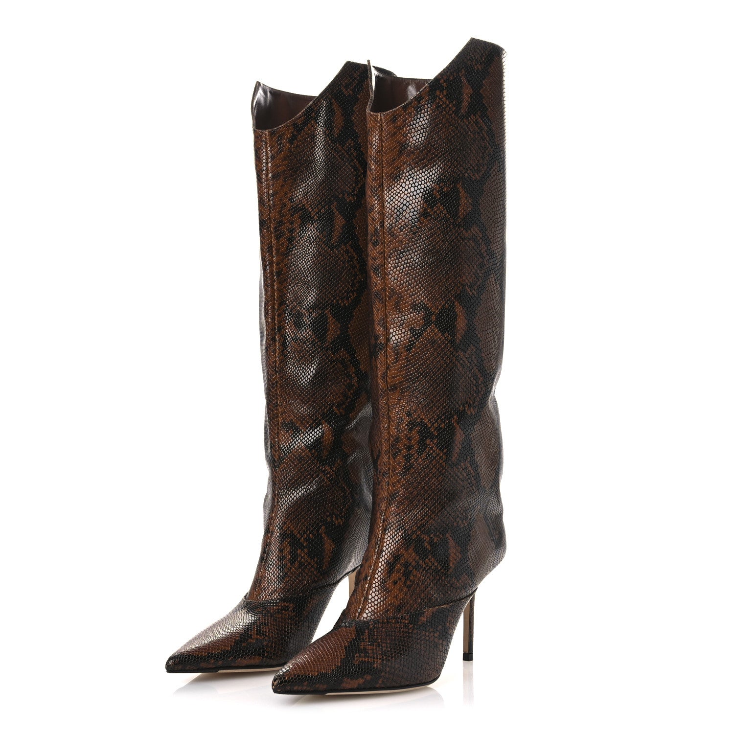 Jimmy Choo Snake Printed Brelan 85 Tall Boots 38.5 Cuoio 4 of 11