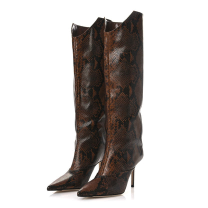 Jimmy Choo Snake Printed Brelan 85 Tall Boots 38.5 Cuoio 4 of 11