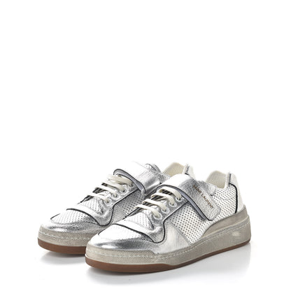 Saint Laurent Calfskin Perforated Womens SL24 Sneakers 38 Argento 3 of 11