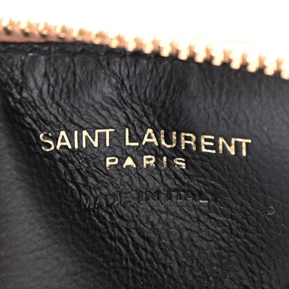 Saint Laurent Grain De Poudre Matelasse Chevron Monogram Fragments Zippered Card Case Cork 6 of 7