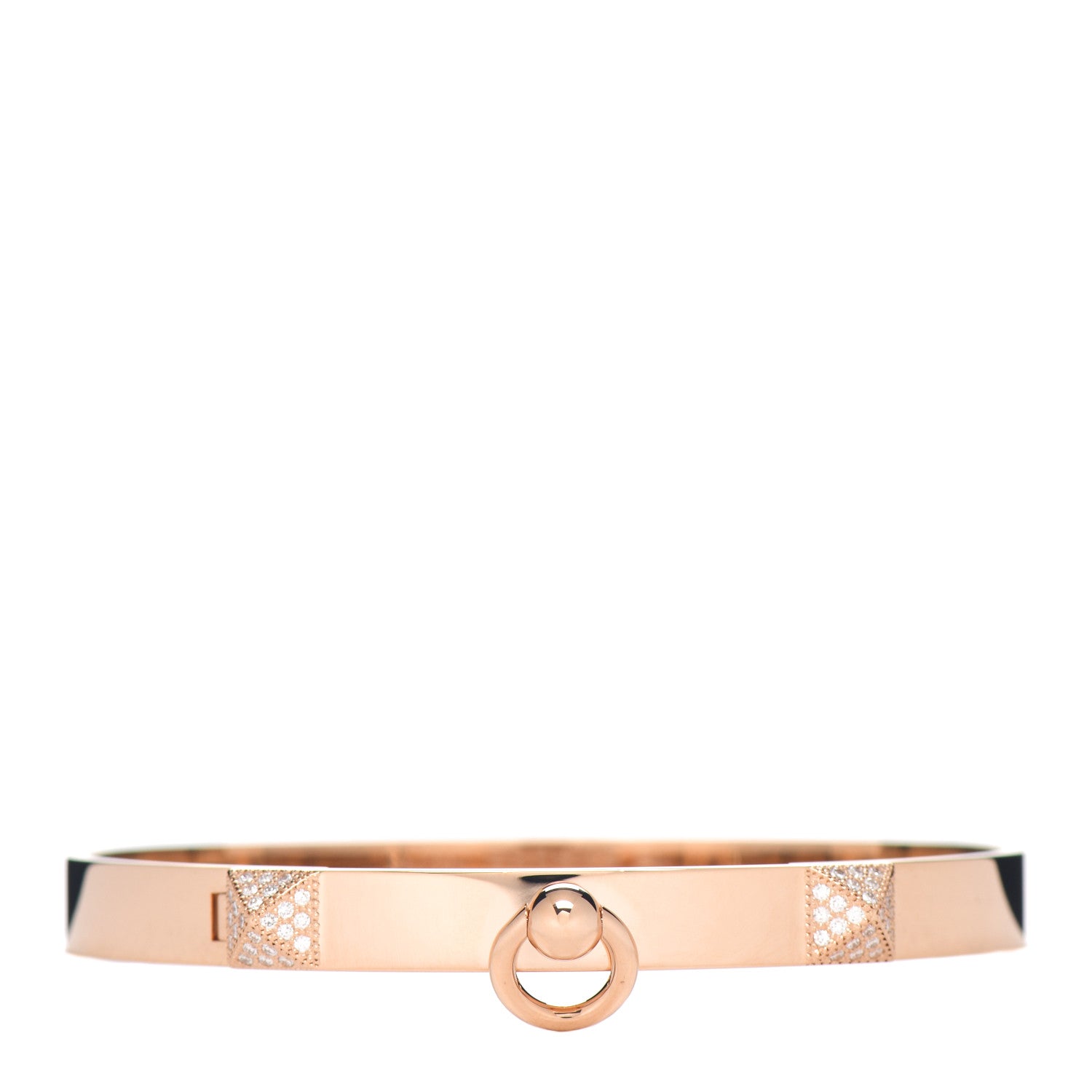 Hermes 18K Rose Gold Diamond PM Collier De Chien Bracelet SH 1 of 5