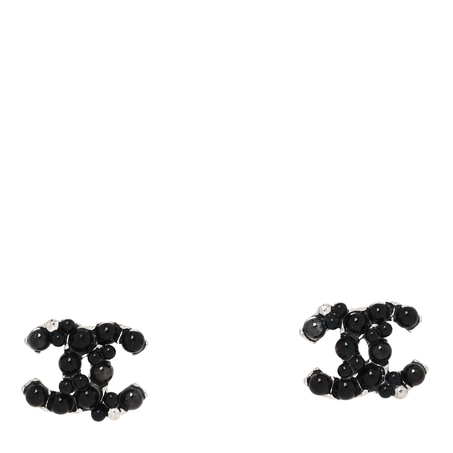 Chanel Ruthenium Studded Pearl CC Earrings Black 1 of 4