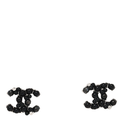 Chanel Ruthenium Studded Pearl CC Earrings Black 1 of 4