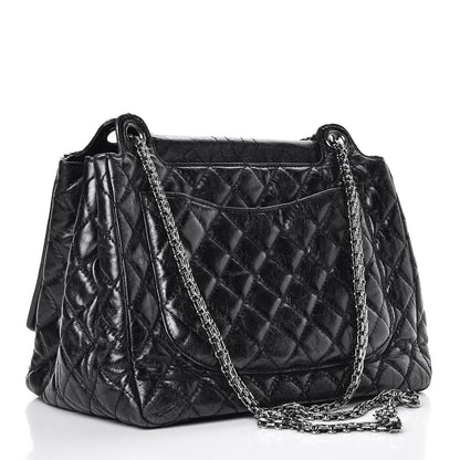 Chanel Metallic Aged Calfskin Quilted Reissue 2.55 Accordion Flap Black 4 of 8