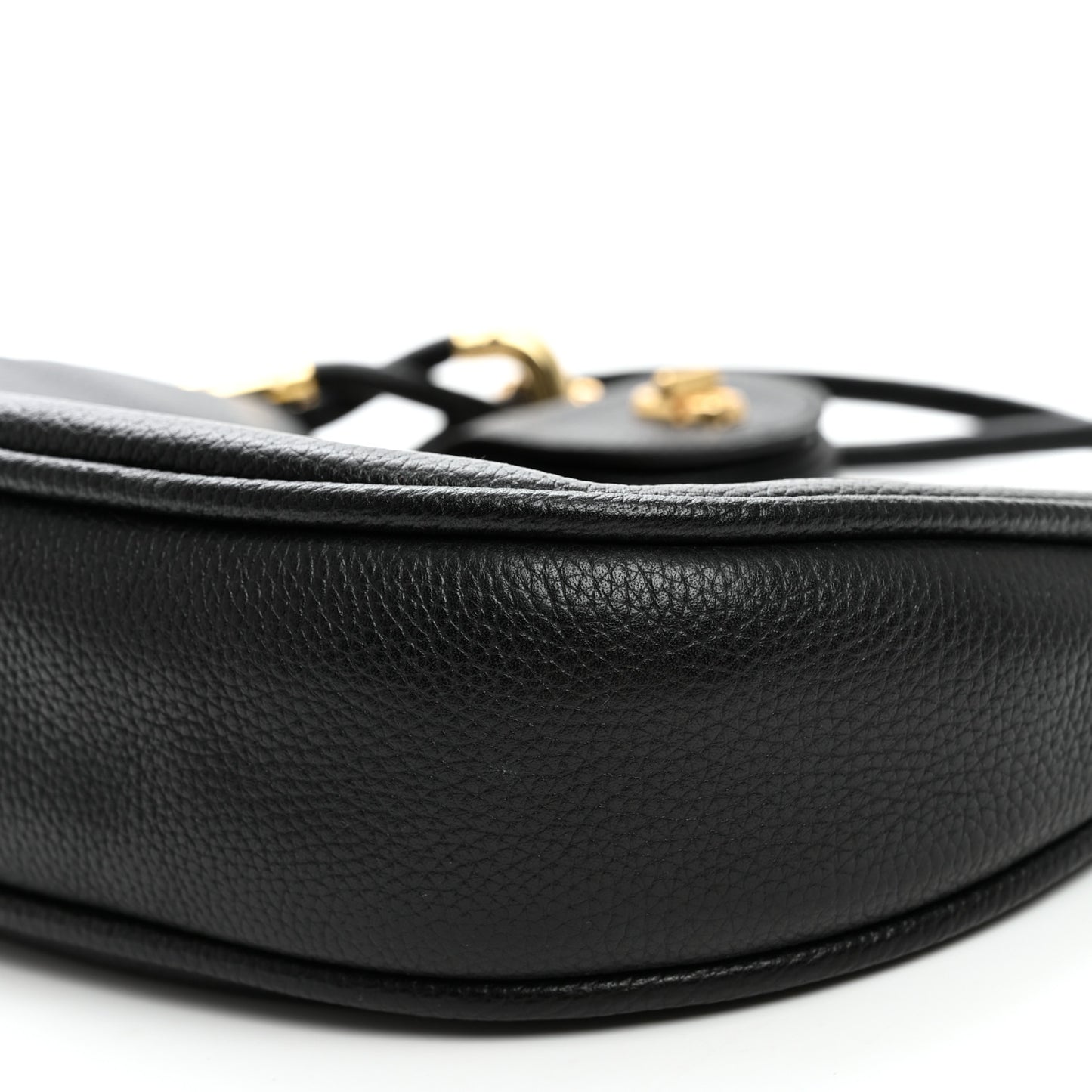 Grained Calfskin Dual Crescent Bag Black