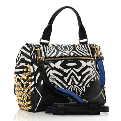 MCM Striped Visetos Funky Zebra Stud Keana Boston Black Blue 3 of 12