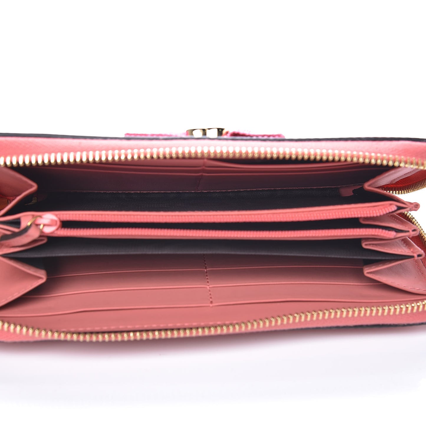 Lambskin GG Bow Zip Around Wallet Light Pink