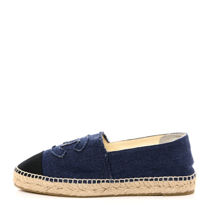 Chanel Denim Toile CC Espadrilles 41 Navy Black 1 of 9