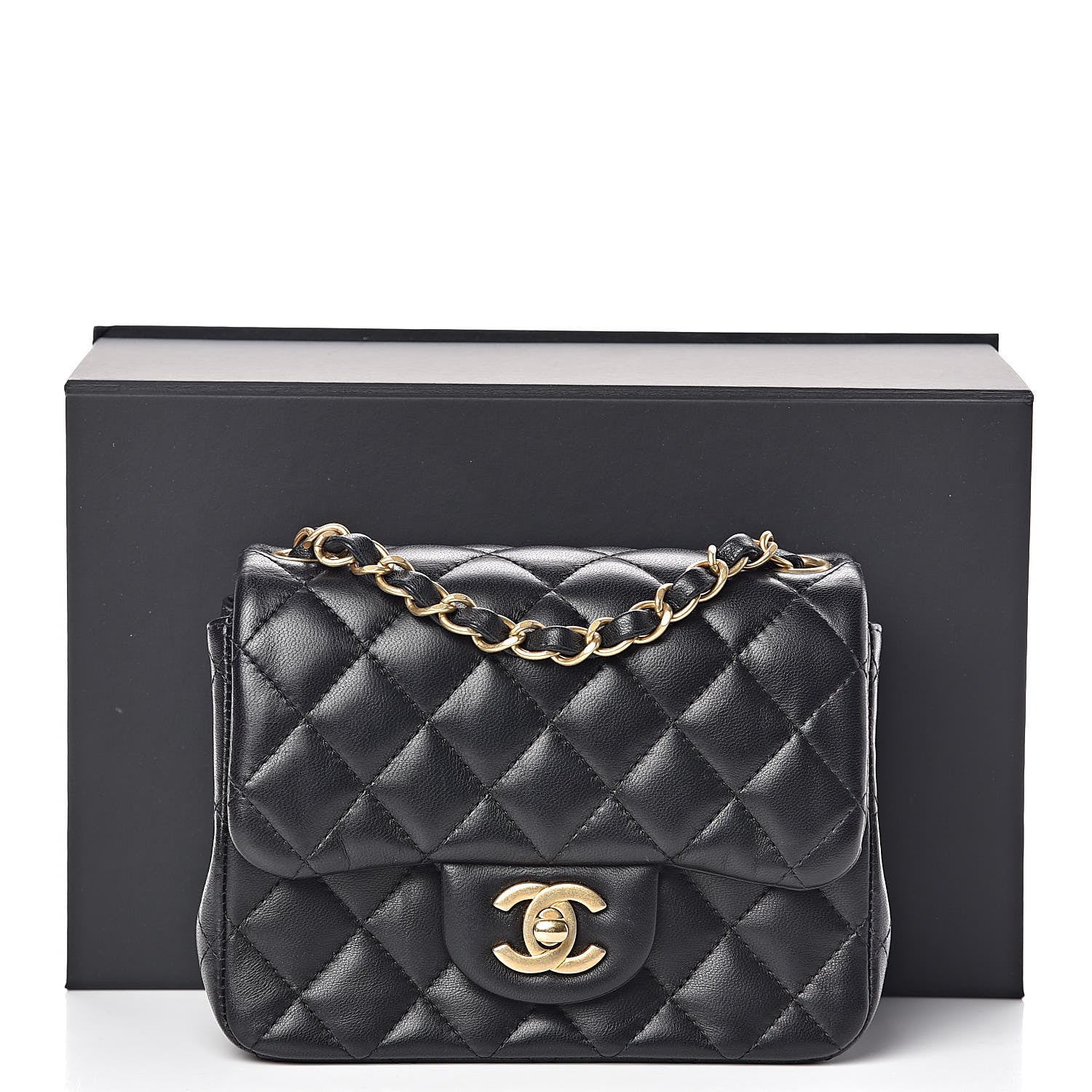 Chanel Lambskin Quilted Mini Square Flap Black 10 of 10