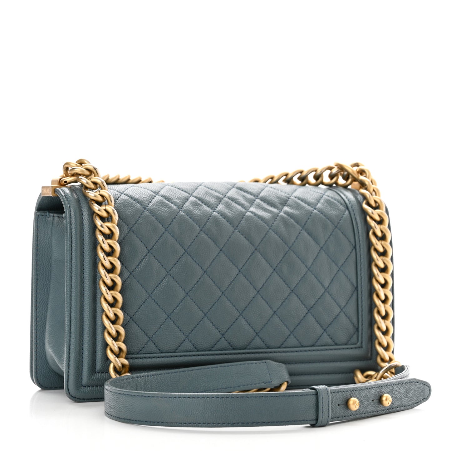 Caviar Quilted Medium Boy Flap Blue