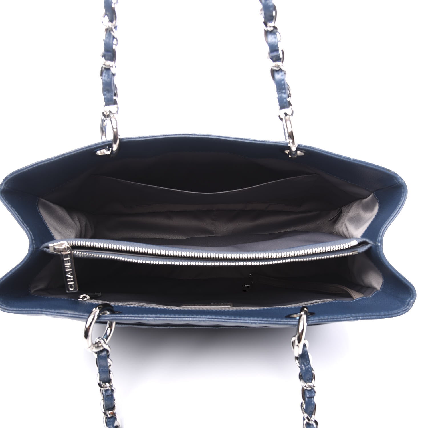 Chanel Caviar Quilted Grand Shopping Tote GST Navy Blue 4 of 10
