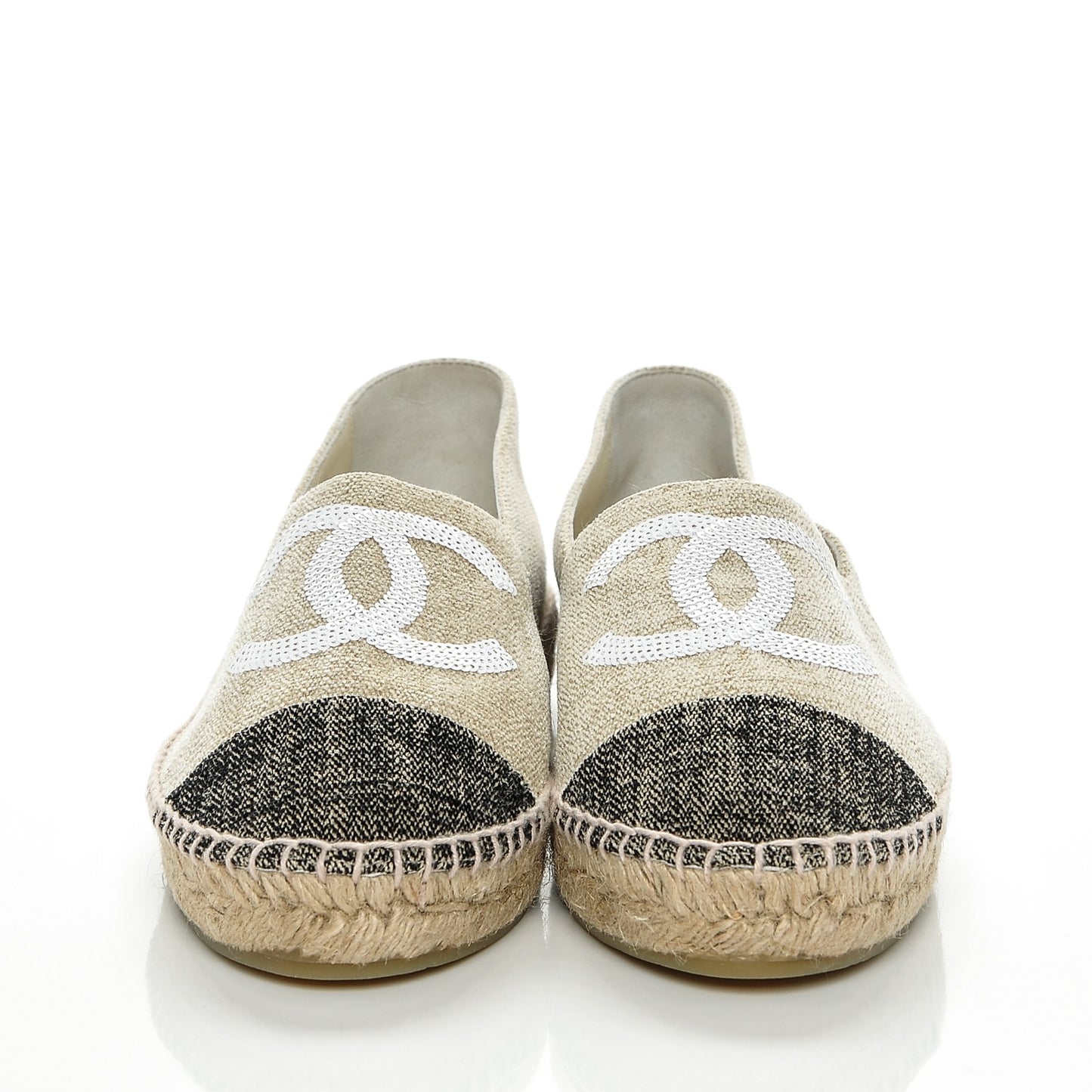 Toile Sequin CC Espadrilles 40 Beige Black
