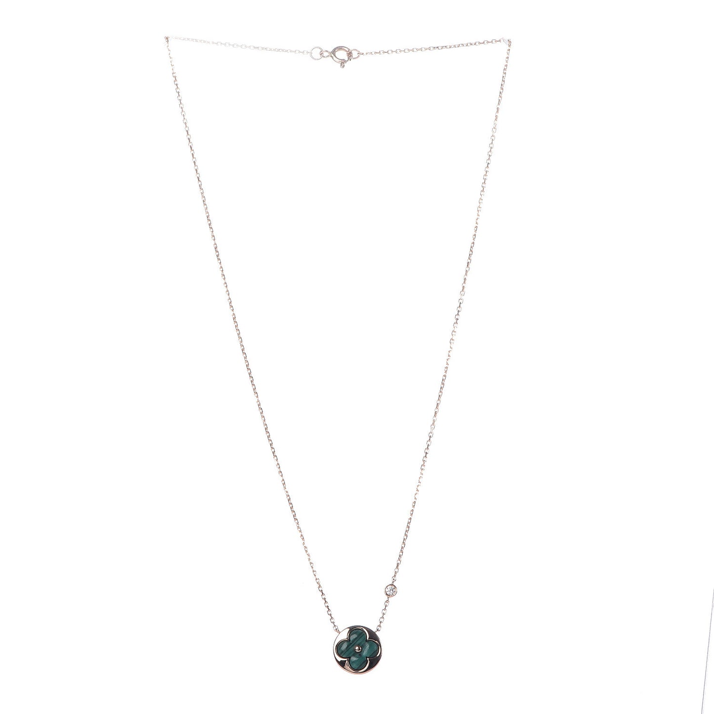 18K Pink Gold Diamond Malachite Color Blossom BB Sun Pendant Necklace