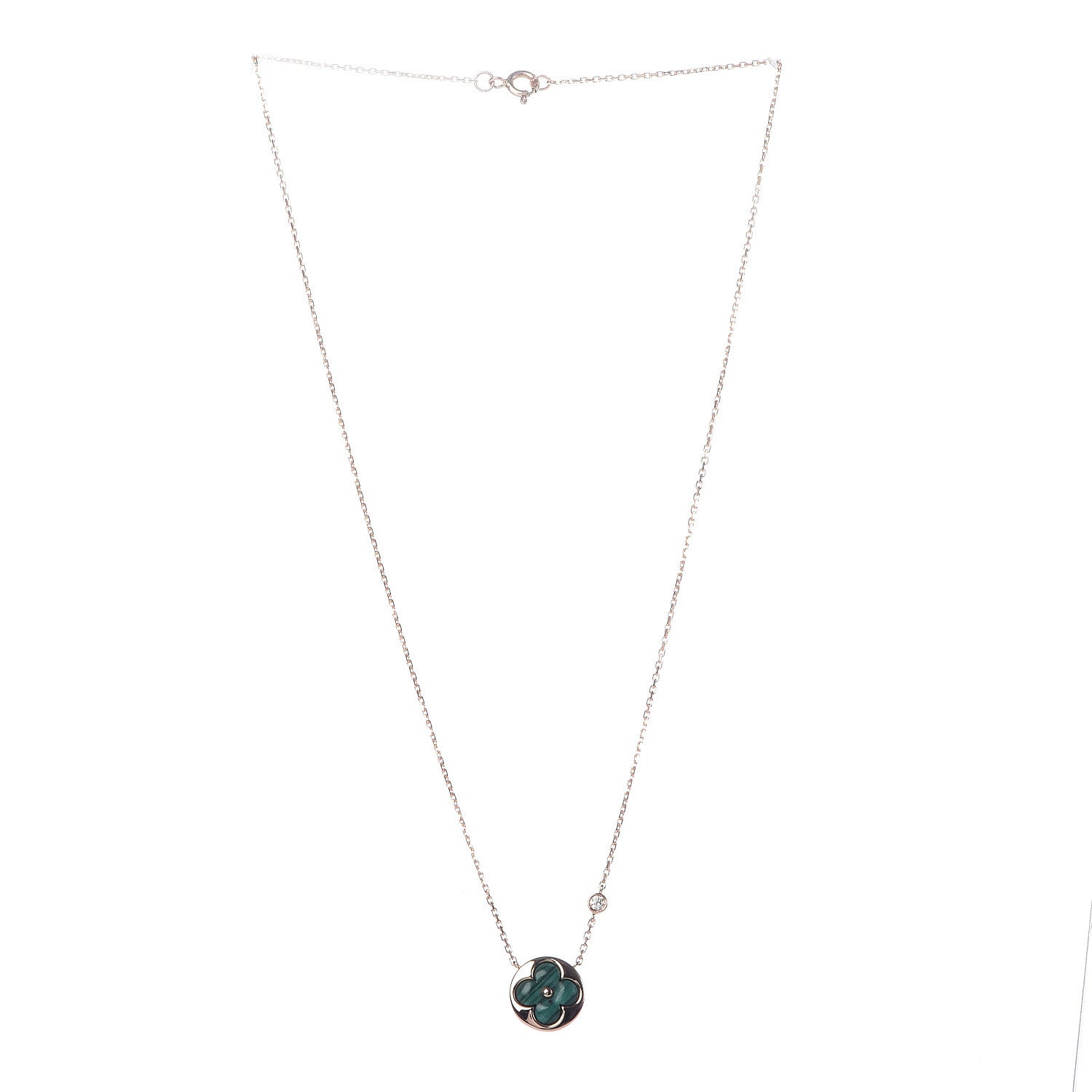 Louis Vuitton 18K Pink Gold Diamond Malachite Color Blossom BB Sun Pendant Necklace 3 of 5
