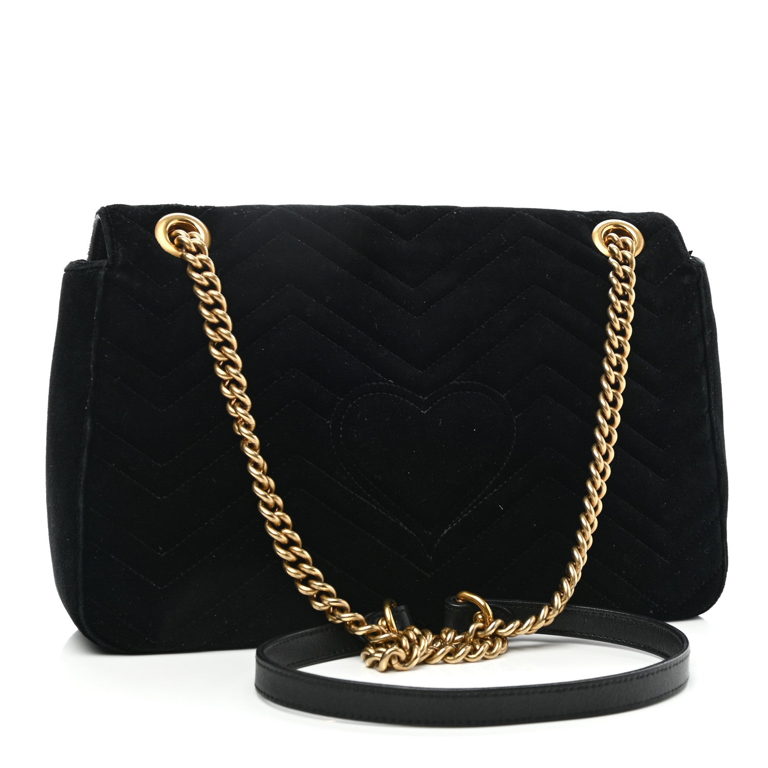 Gucci Velvet Matelasse Loved Embroidered Medium GG Marmont Shoulder Bag Black 3 of 10