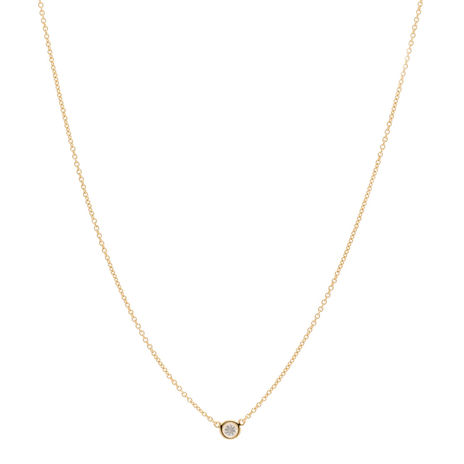 Tiffany 18K Yellow Gold Diamond .17ct Elsa Peretti Diamonds by the Yard Pendant Necklace 1 of 5