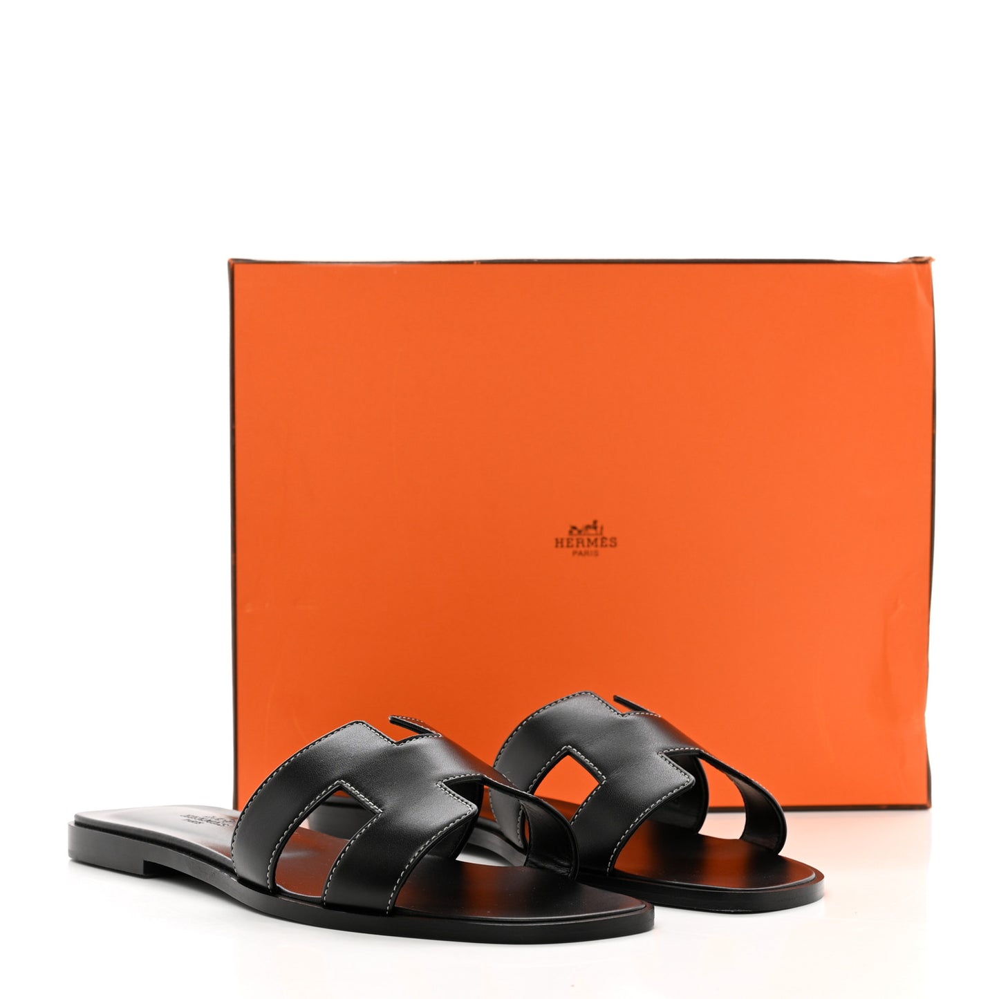 Box Calfskin Oran Sandals 39 Black
