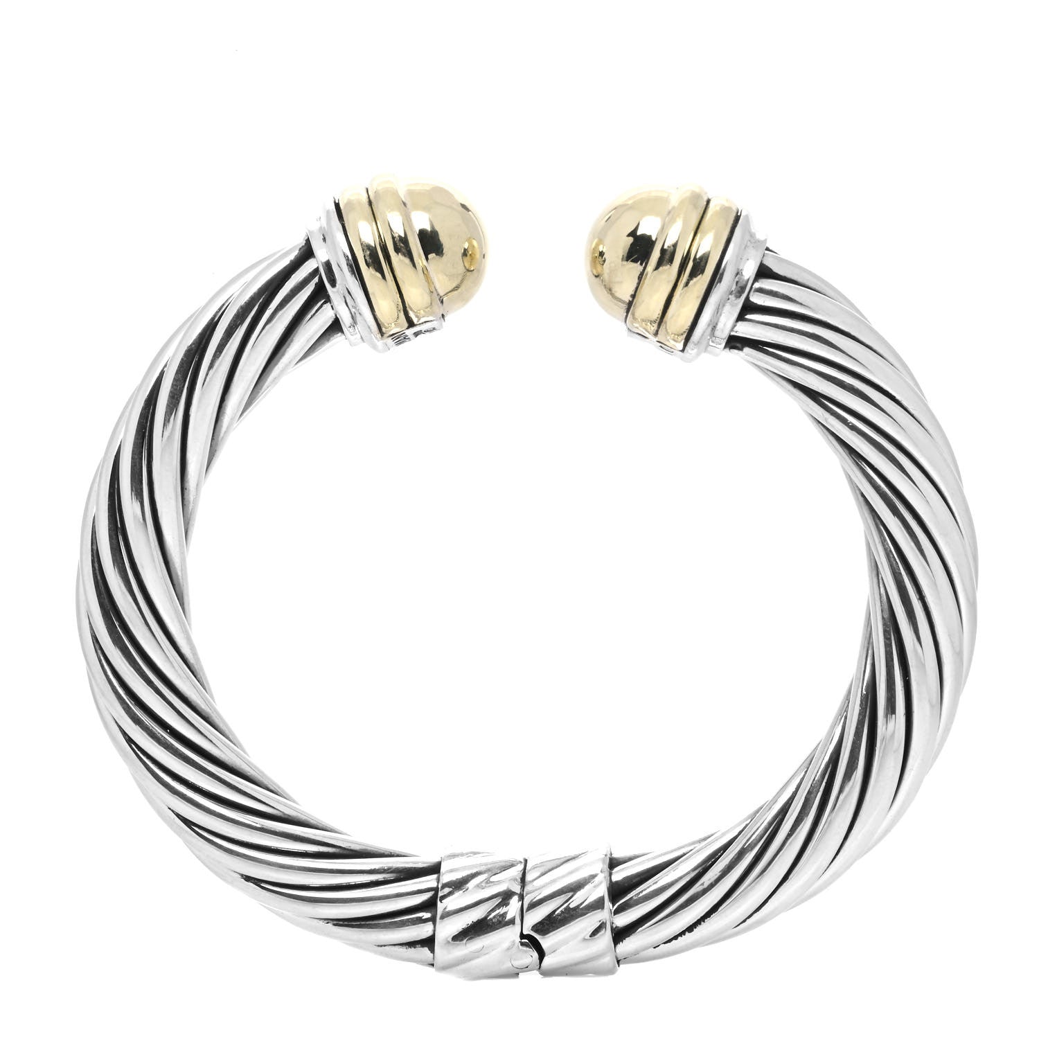 David Yurman Sterling Silver 14K Yellow Gold 10mm Cable Classics Bracelet 4 of 4