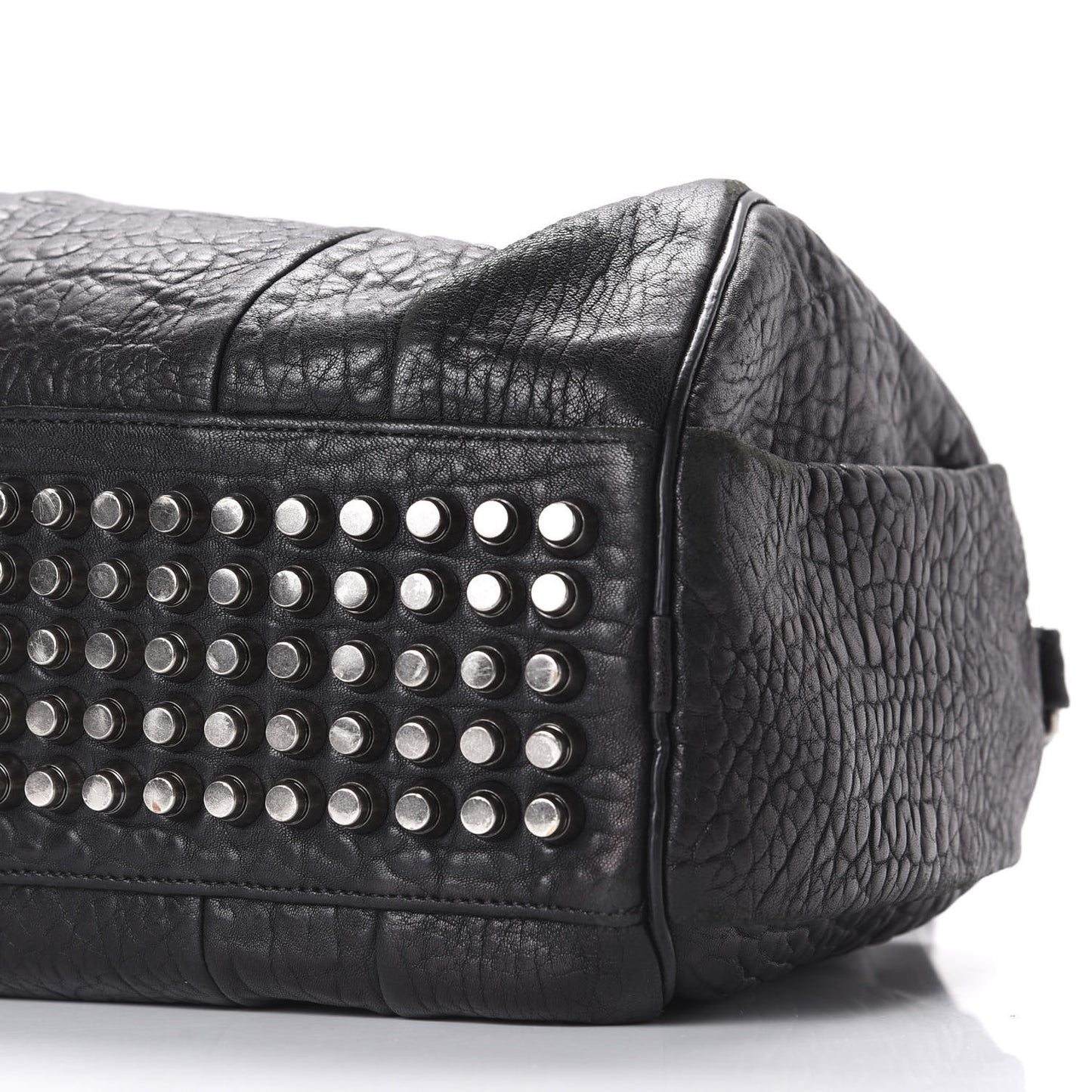 Pebbled Lambskin Rocco Black Silver Hardware