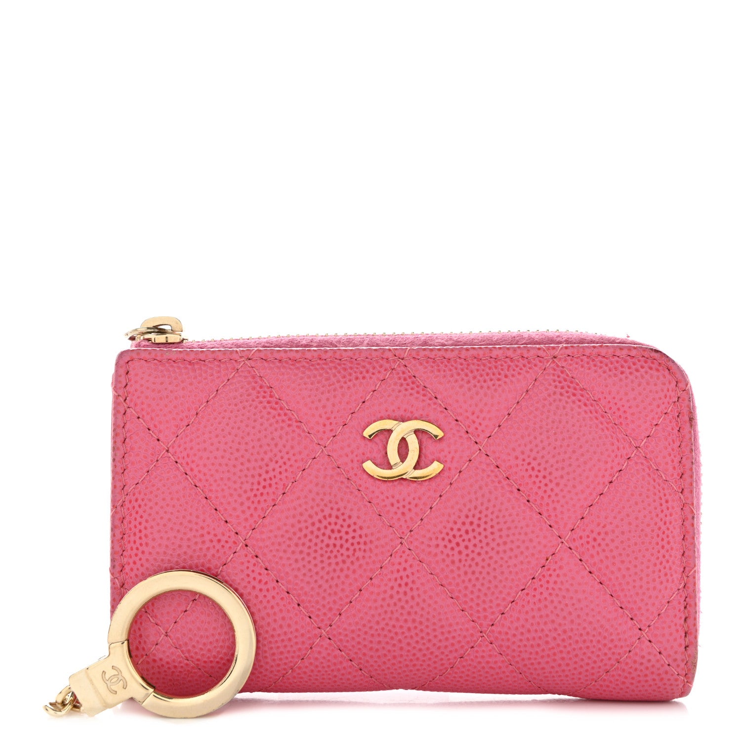 Chanel Caviar Quilted Zipped Key Holder Case Pink 1 of 14