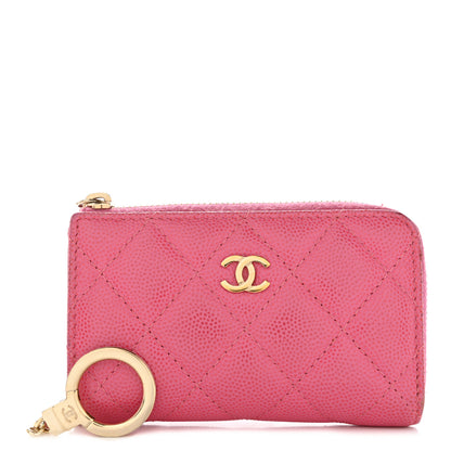 Chanel Caviar Quilted Zipped Key Holder Case Pink 1 of 14