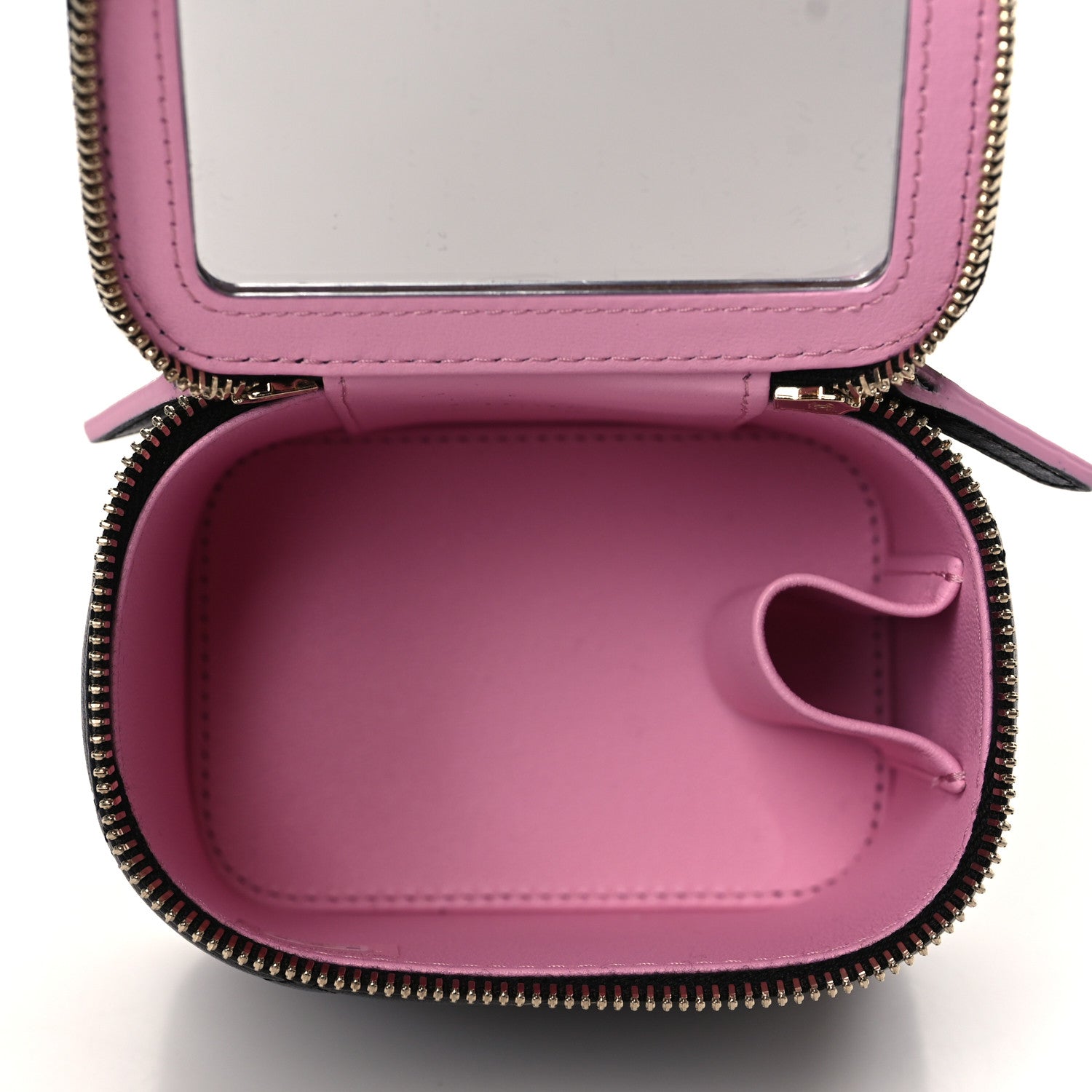 Chanel Lambskin Quilted Top Handle Mini Vanity Case With Chain Black Pink 4 of 9