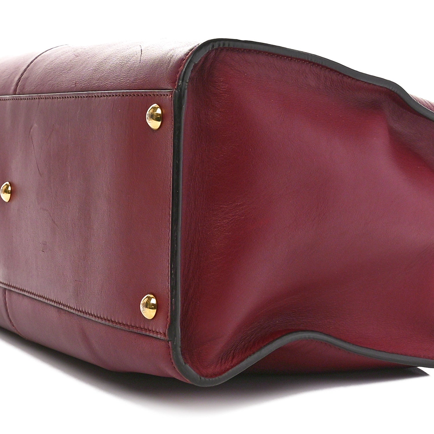 Fendi Vitello Seta Glazed Fabric FF 1974 Large Peekaboo X-Lite Barolo Mogano Panna 10 of 12
