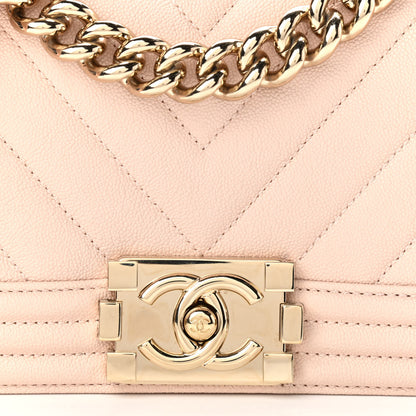 Chanel Caviar Chevron Quilted Small Boy Flap Light Pink 8 of 11