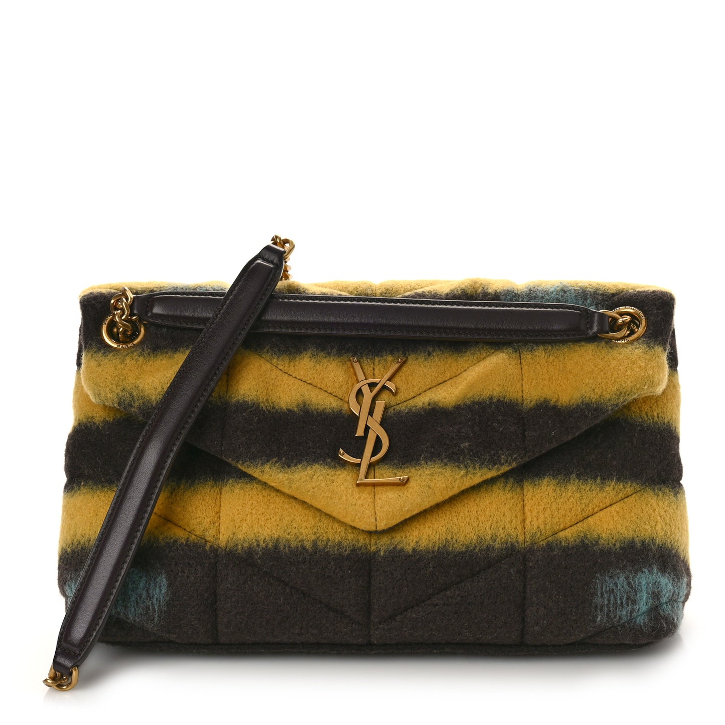 Tie Dye Wool Quilted Small Loulou Puffer Monogram Chain Satchel Yellow Pacific Blue Dark Pecan