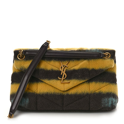 Saint Laurent Tie Dye Wool Quilted Small Loulou Puffer Monogram Chain Satchel Yellow Pacific Blue Dark Pecan 1 of 9