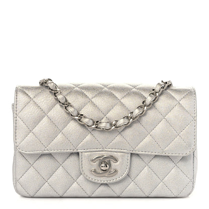 Chanel Metallic Lambskin Quilted Mini Rectangular Flap Silver 1 of 10