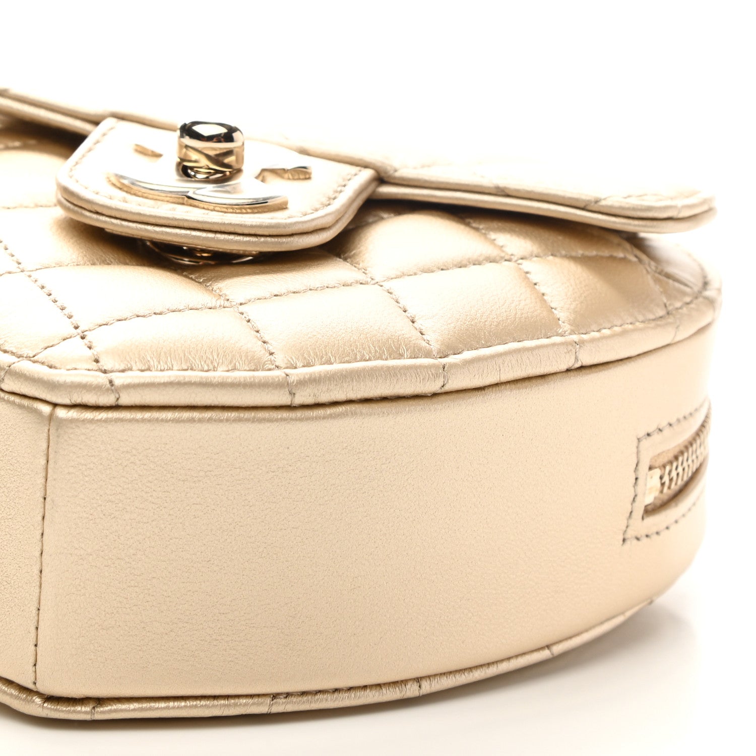 Chanel Metallic Lambskin Quilted CC In Love Heart Clutch With Chain Gold 9 of 10