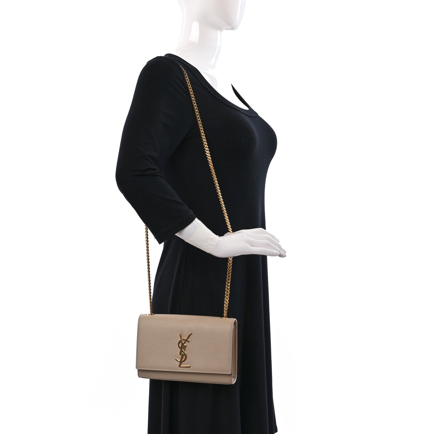 Grain De Poudre Medium Monogram Kate Satchel Dark Beige