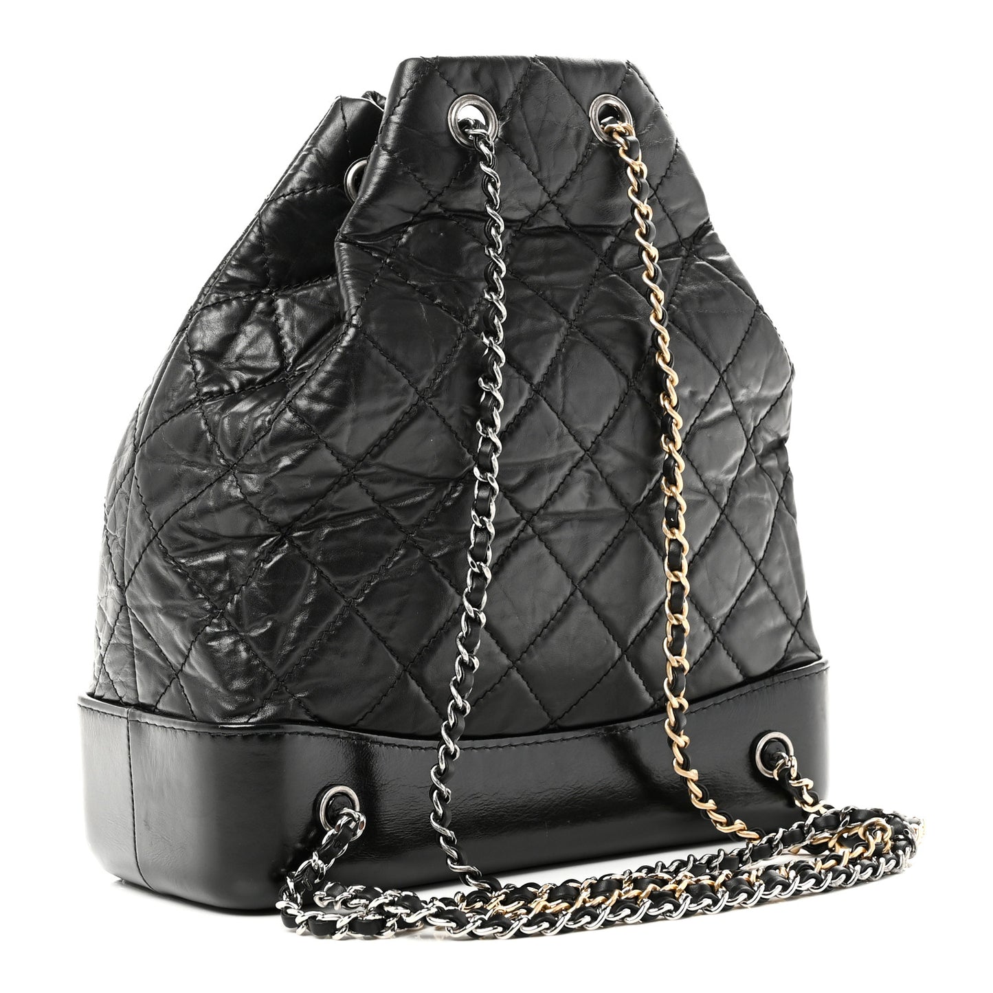 Aged Calfskin Quilted Small Gabrielle Backpack Black