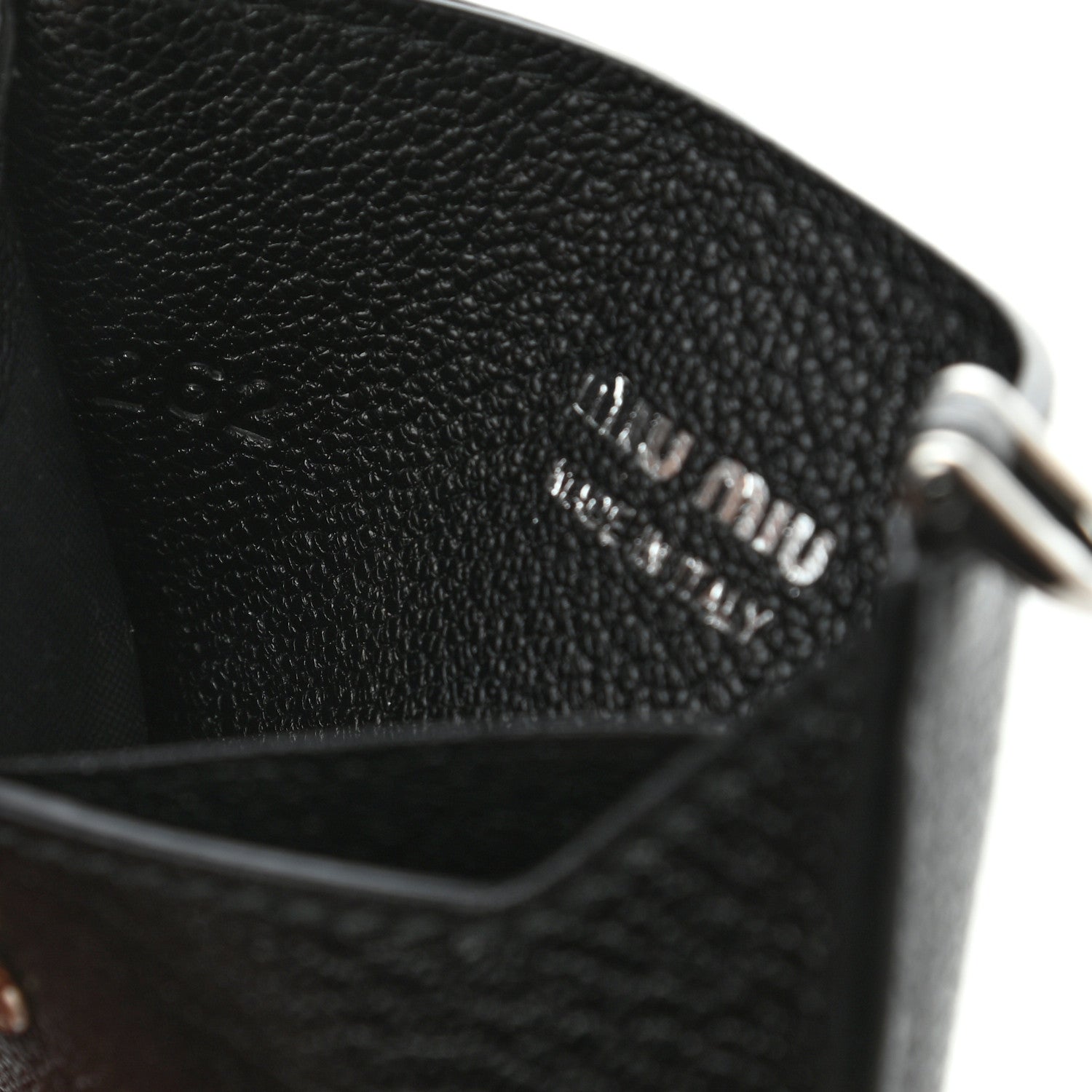 Miu Miu Goatskin Madras Crystal Card Holder Fringe Crossbody Black 5 of 6