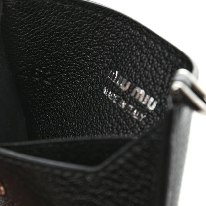 Miu Miu Goatskin Madras Crystal Card Holder Fringe Crossbody Black 5 of 6