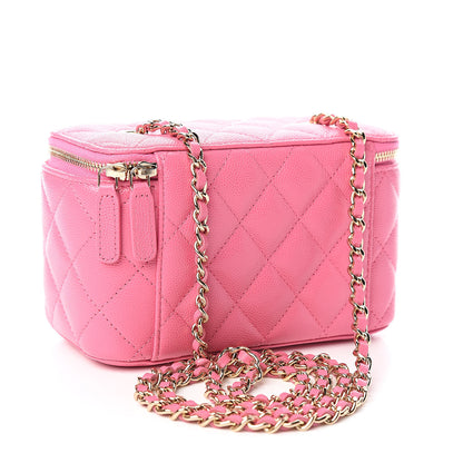 Chanel Caviar Quilted Small Vanity Case With Chain Pink 3 of 10