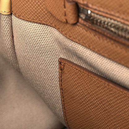 Prada Saffiano City Calfskin Bi-Color Tote Ginestra Caramel 13 of 17