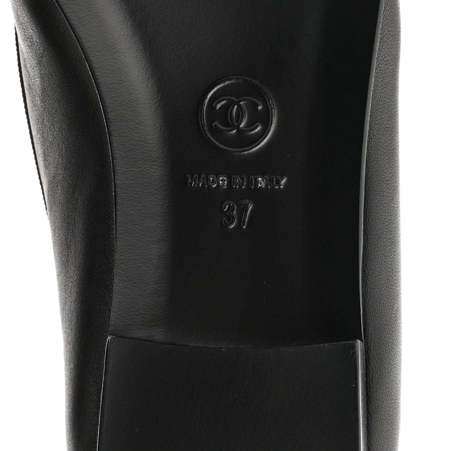 Lambskin Cap Toe Ballerina Flats 37 Black