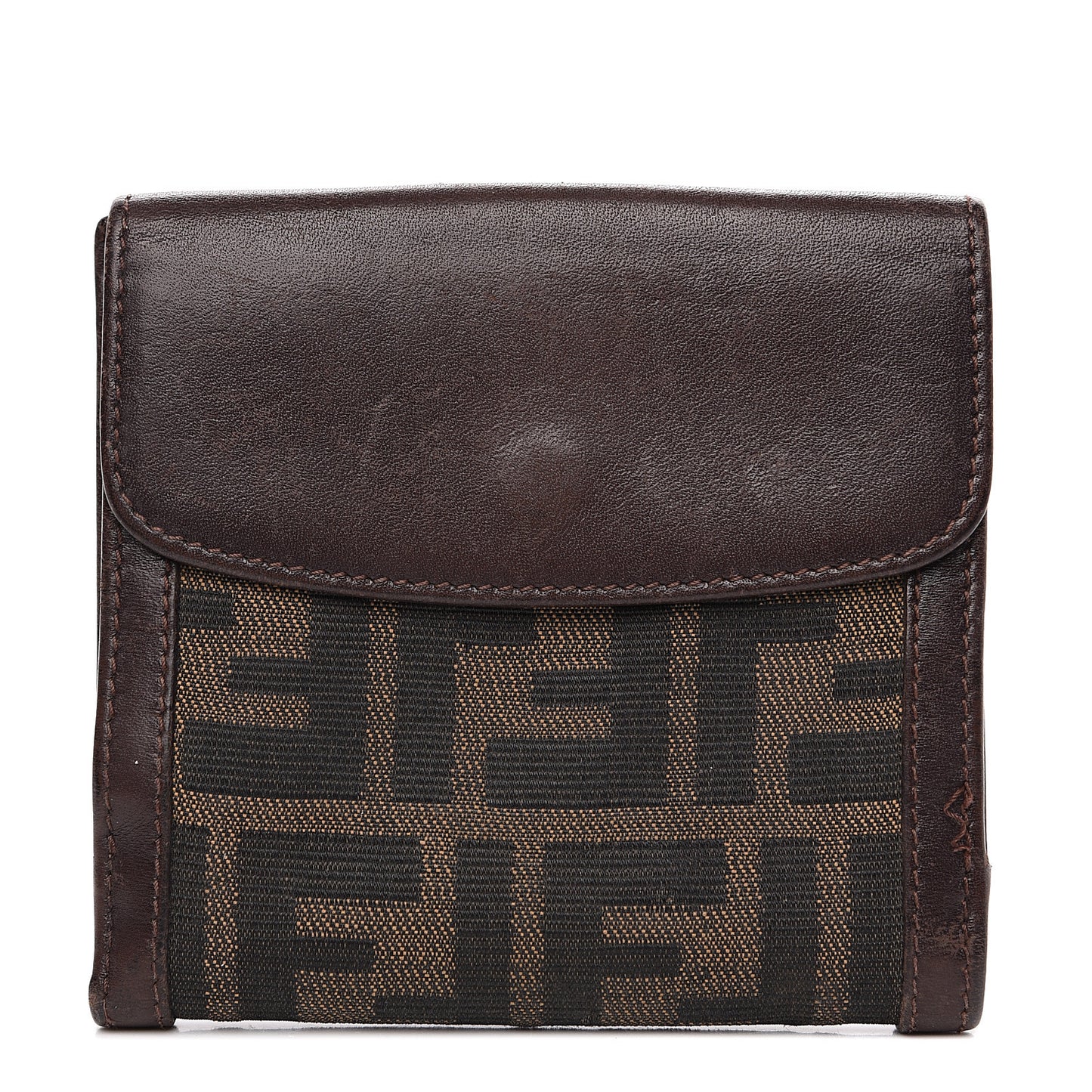 Zucca Calfskin Compact Wallet Tobacco