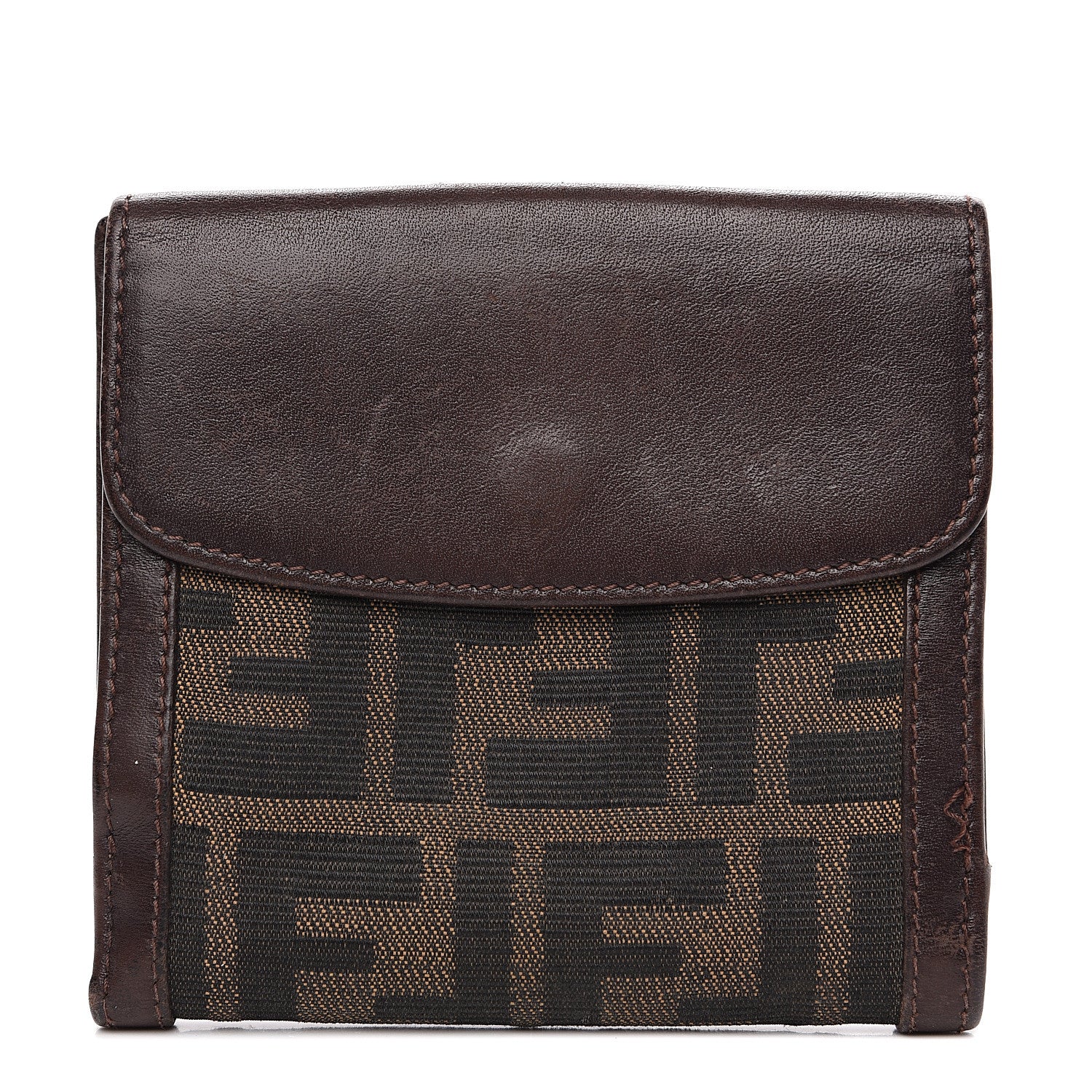Fendi Zucca Calfskin Compact Wallet Tobacco 1 of 11