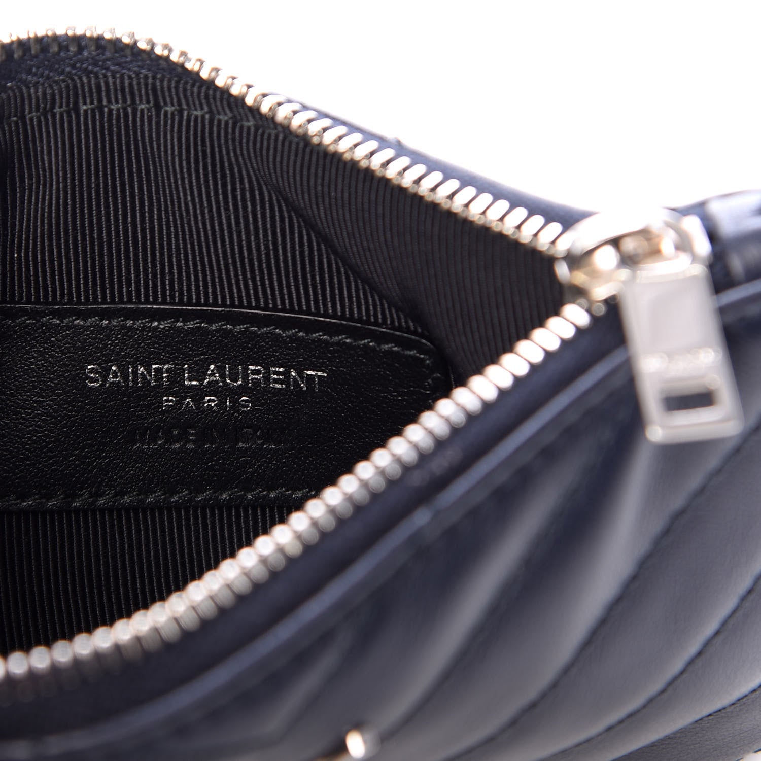 Saint Laurent Calfskin Matelasse Monogram Key Pouch Deep Marine 6 of 7