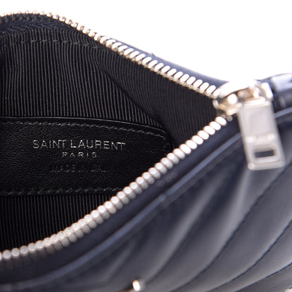 Saint Laurent Calfskin Matelasse Monogram Key Pouch Deep Marine 6 of 7