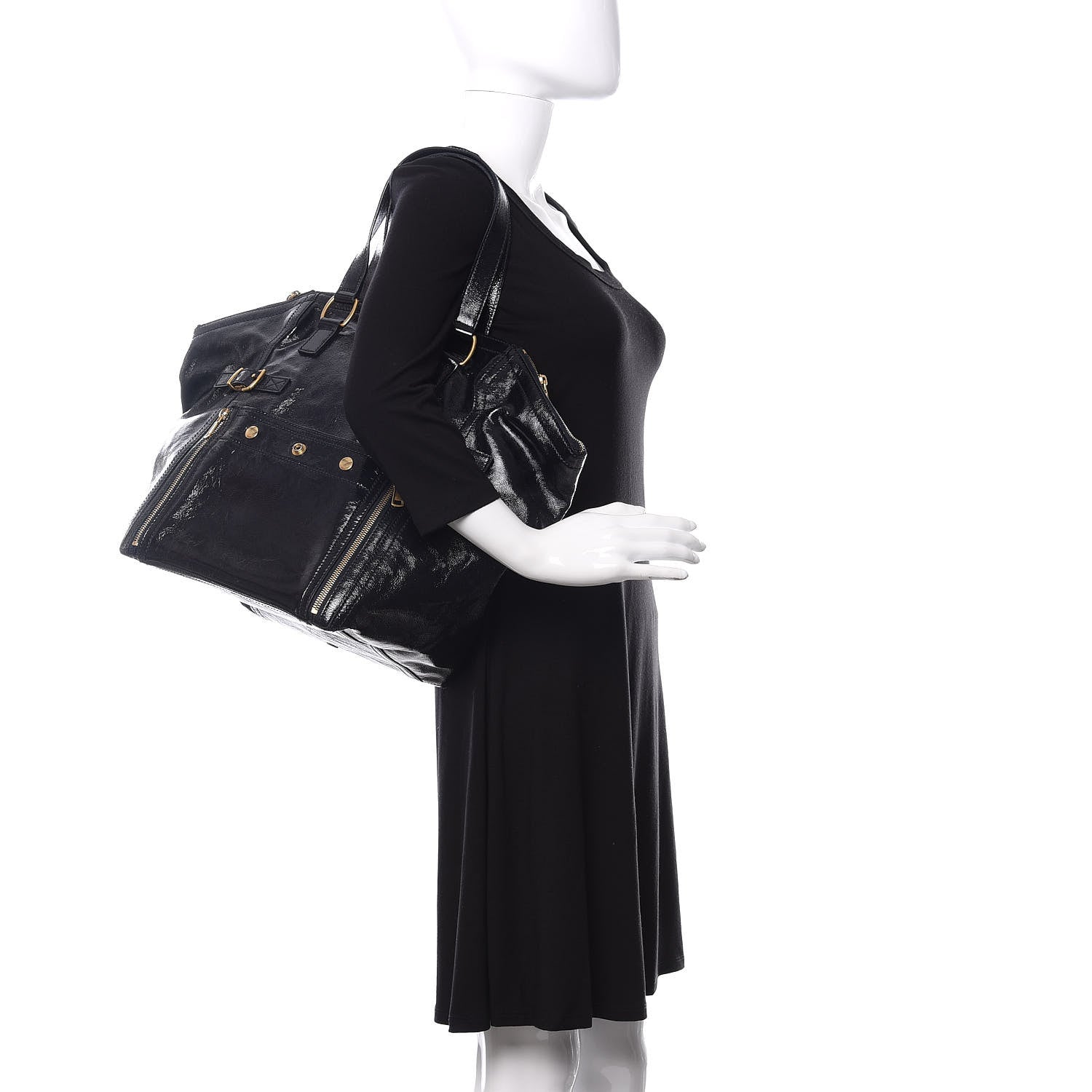 Saint Laurent Patent Large Downtown Tote Black 2 of 10