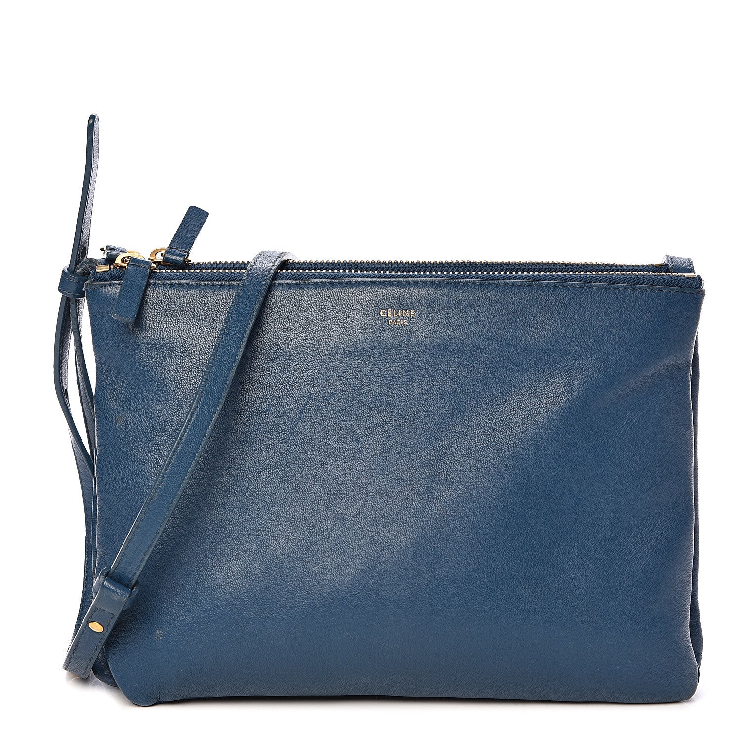 Celine Lambskin Small Trio Crossbody Bag Denim 1 of 13