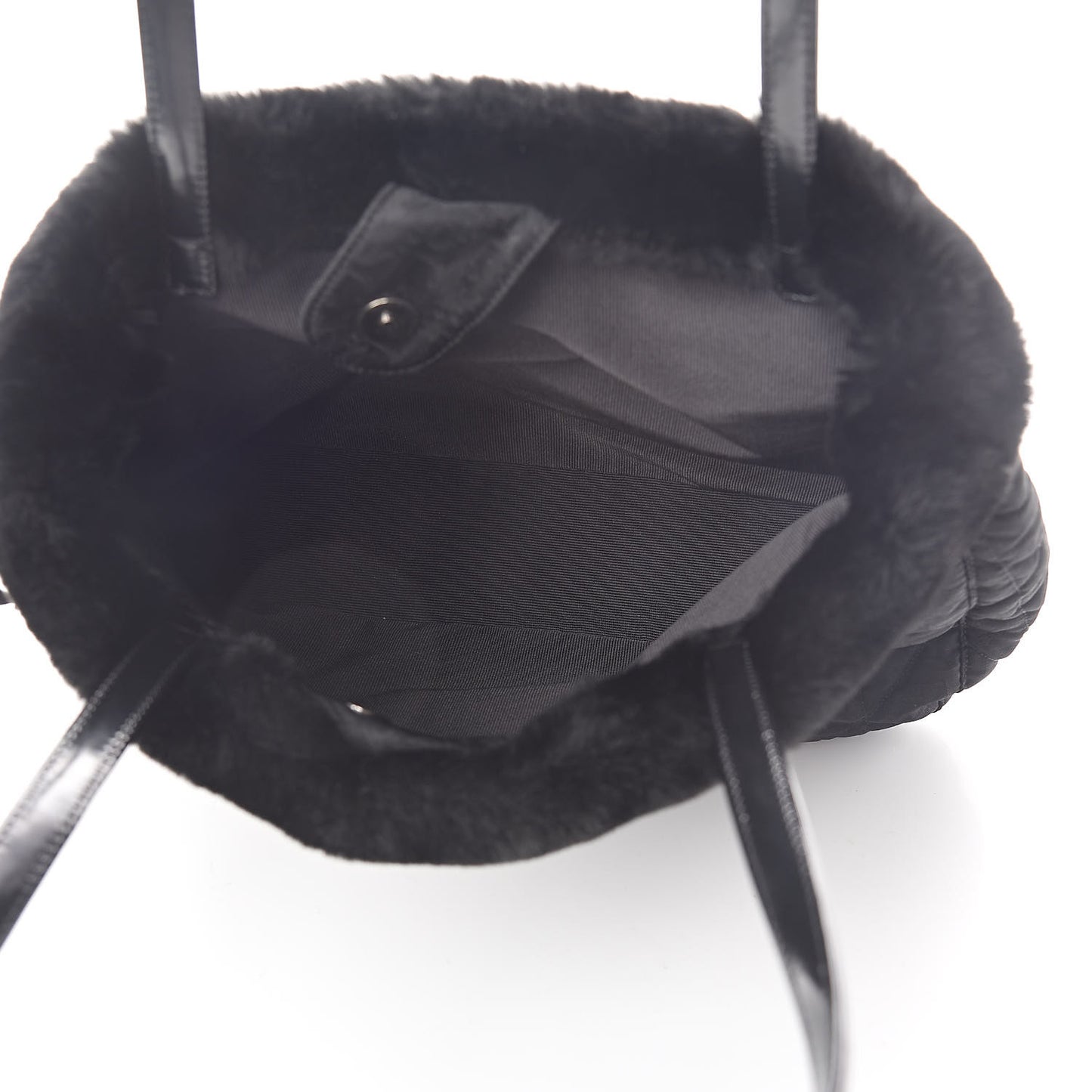 Nylon Monogram Fur Cannage Tote Black