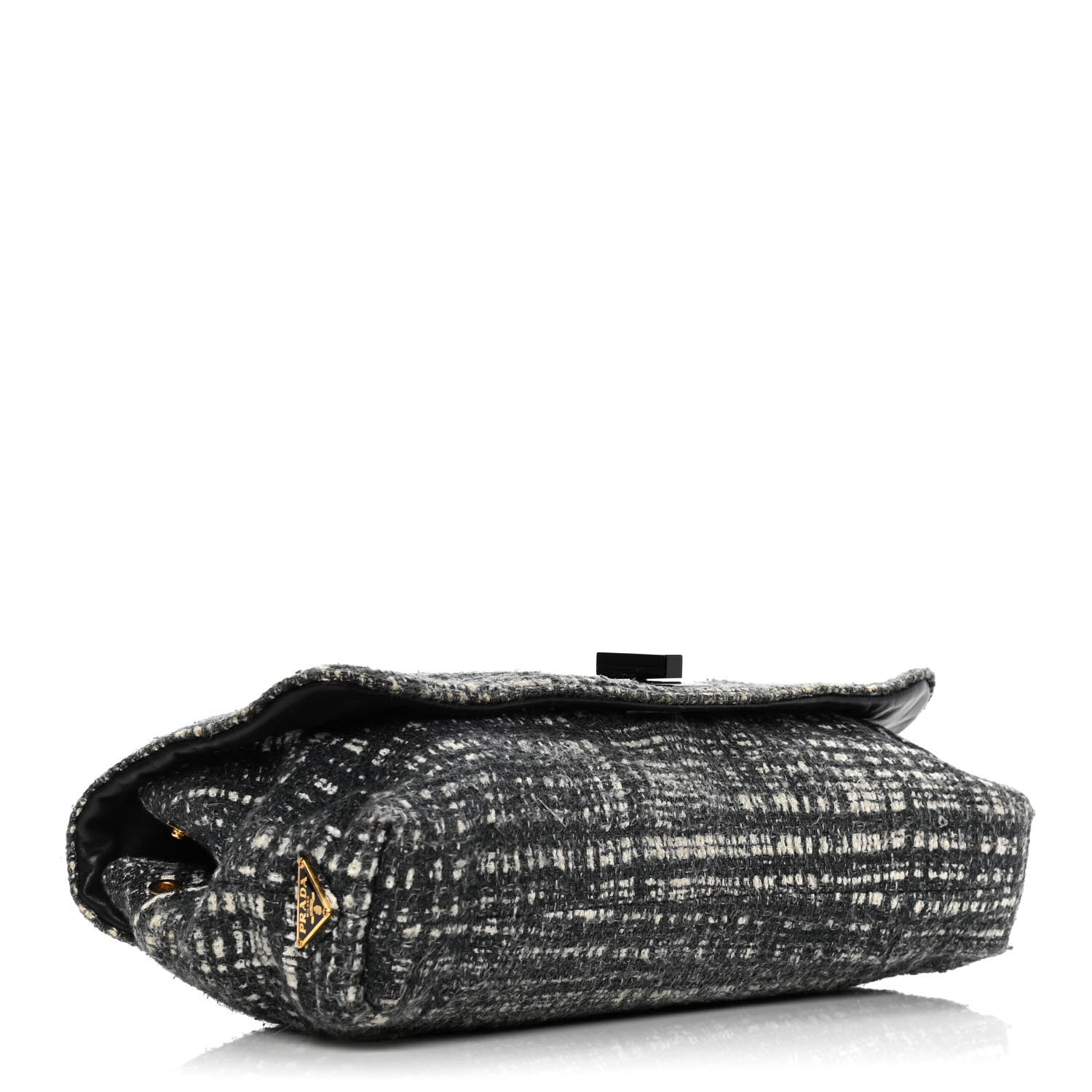 Prada Tweed Clutch Black White 4 of 12