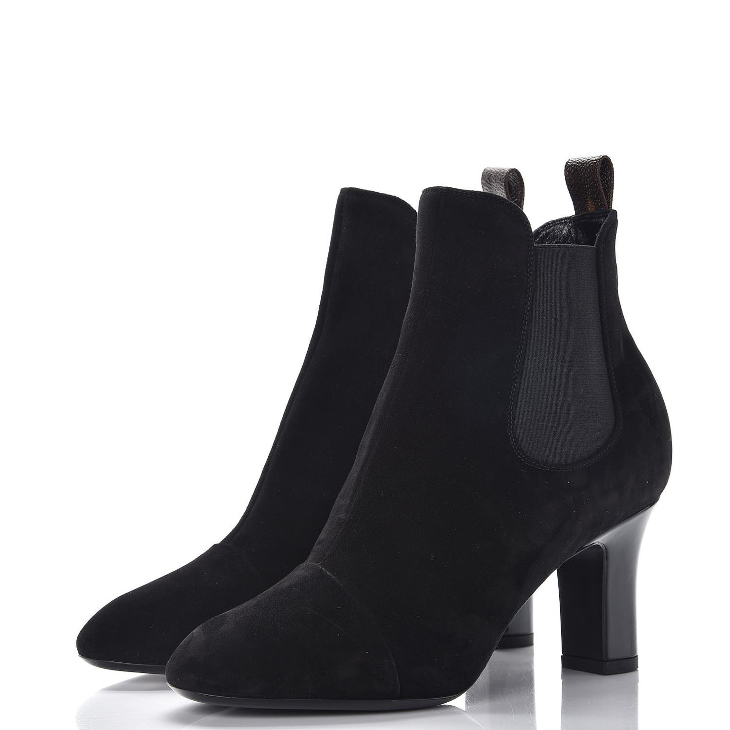 Suede Monogram Uniformes Cap Toe Chelsea 75mm Ankle Boots 37 Black